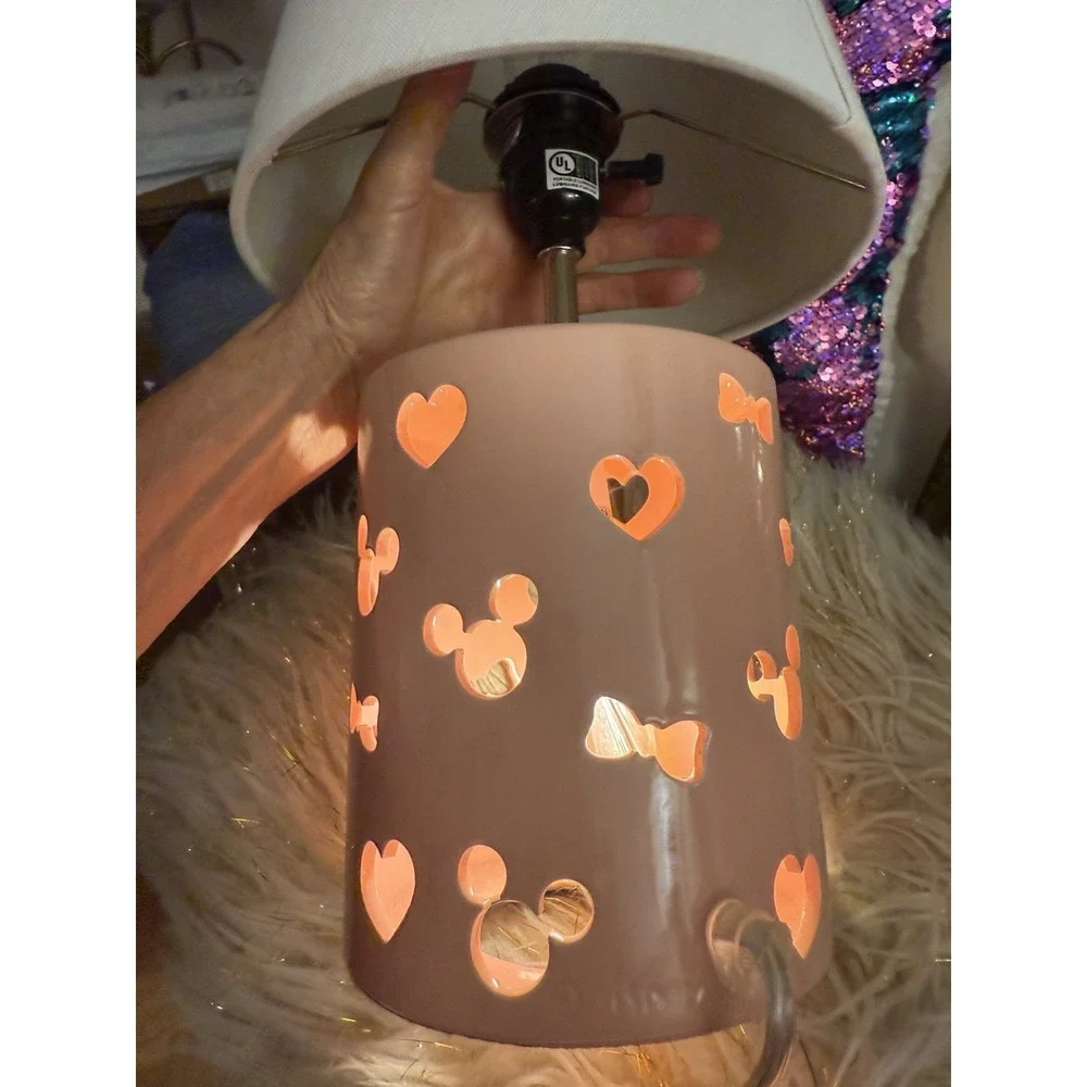 Disney Minnie Mouse Light Coral Ceramic Lamp Table Decor NWT